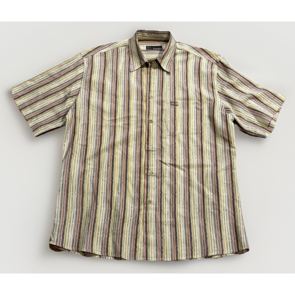 Vintage Missoni Sport Striped Shirt 56 Button Front Short Sleeve Casual